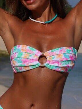 Kulani Kinis Strapless Bandeau Bikini Top - Coconut Dreams Size Small